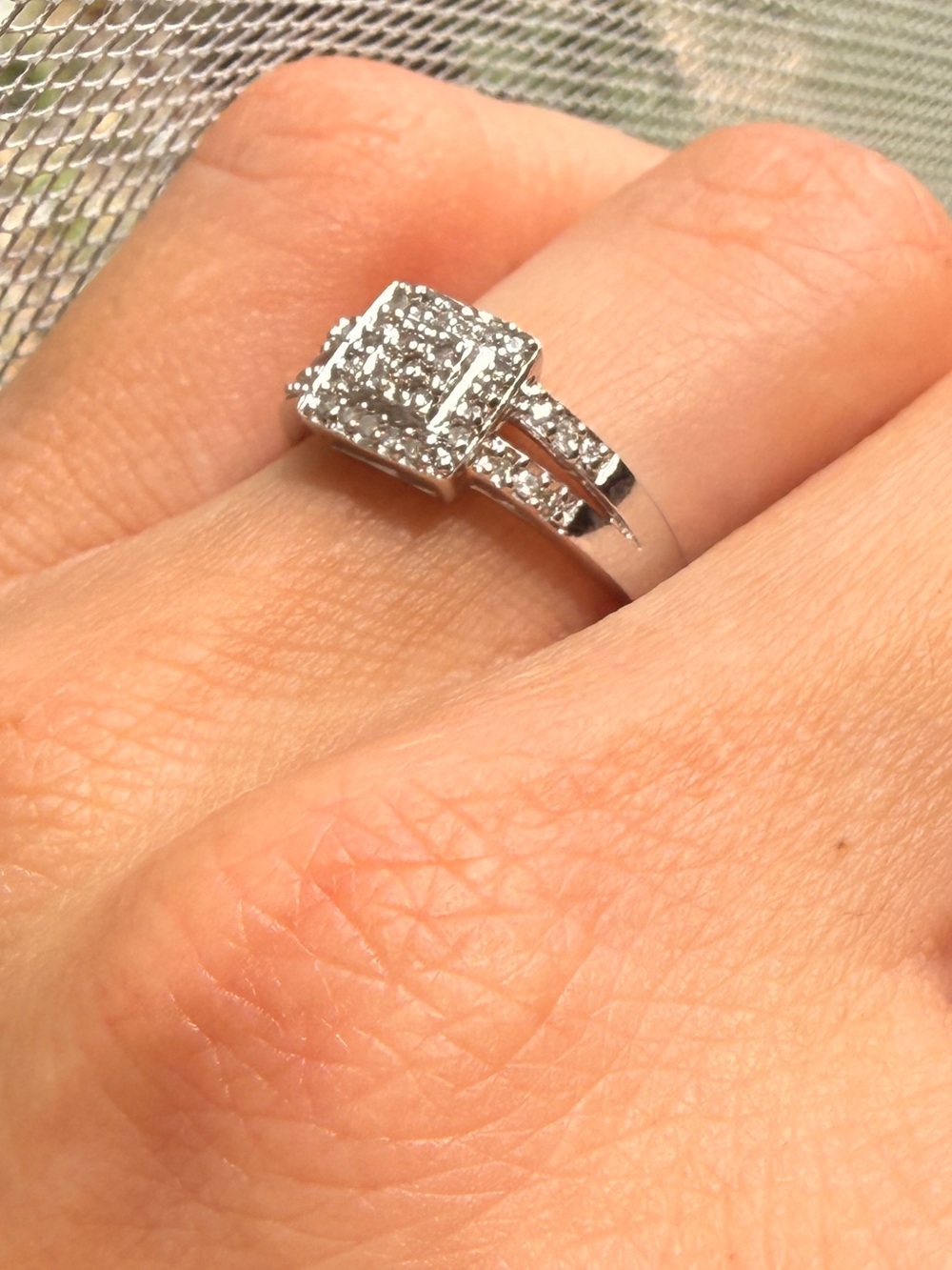 Vintage Square Halo Diamond Ring - Sz7 - Picture 10 of 17